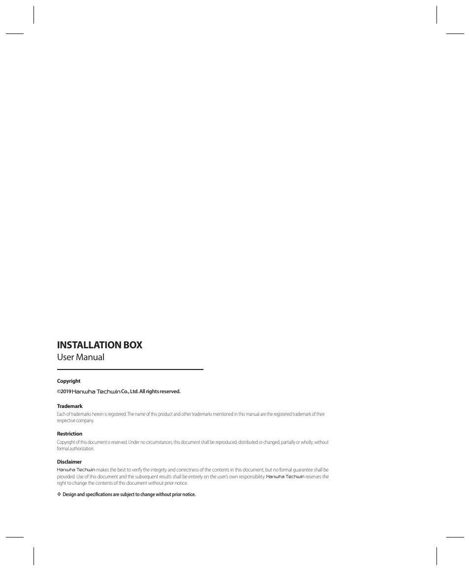 Hanwha Vision SBP-300NBW Installation Box (White) User Manual | Page 2 / 13