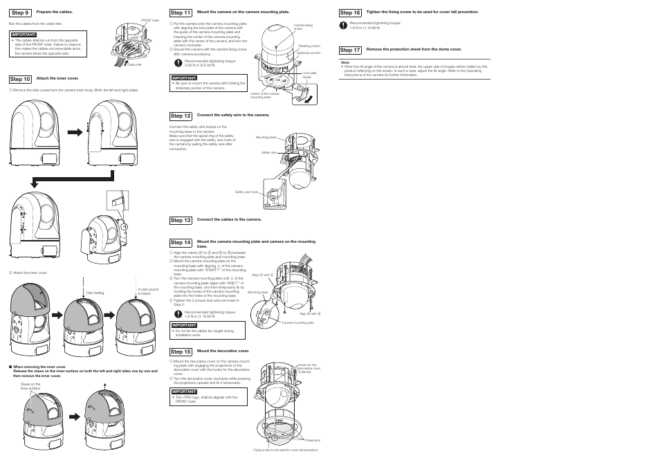 Step 9 step 10, Step 11 | i-PRO WV-QED100G-W Ceiling Mount Bracket (Smoke) User Manual | Page 2 / 2