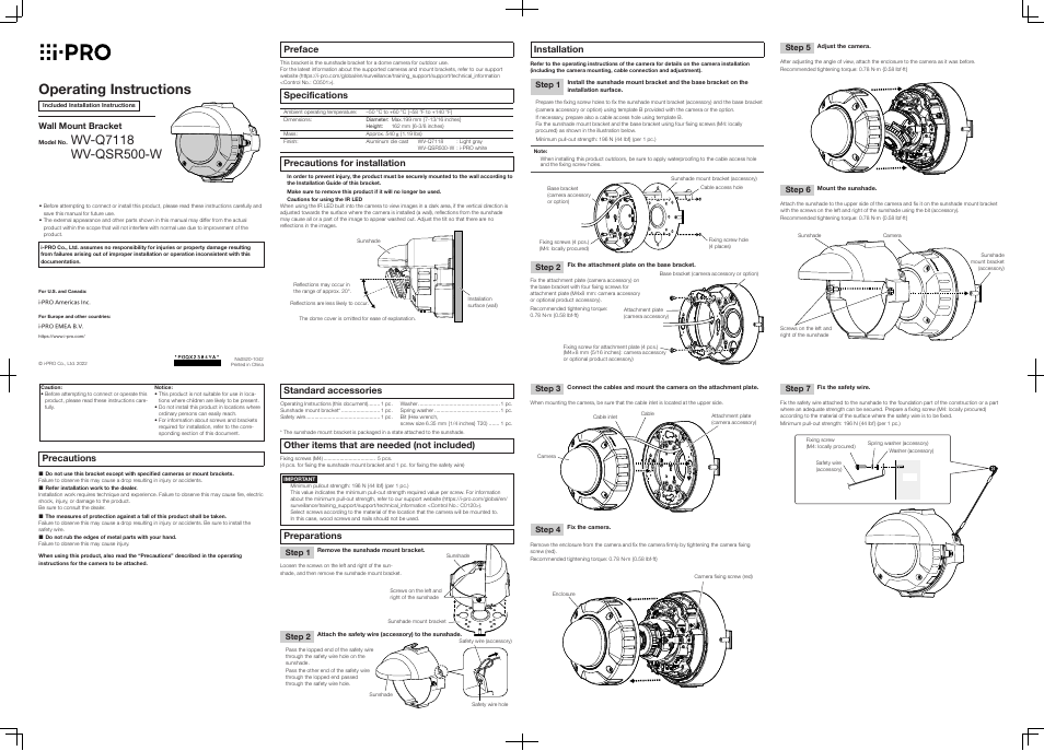 i-PRO Sun Shade Bracket (White) User Manual | 1 page
