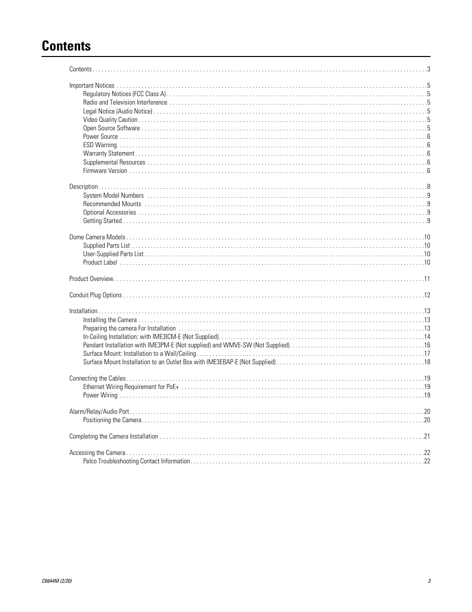 Pelco IME3ICM-E In-Ceiling Mount for Sarix Enhanced 3 Series Cameras User Manual | Page 3 / 24