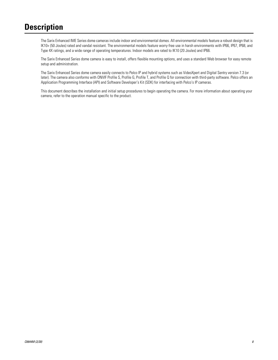 Description | Pelco IME3ICM-E In-Ceiling Mount for Sarix Enhanced 3 Series Cameras User Manual | Page 8 / 24