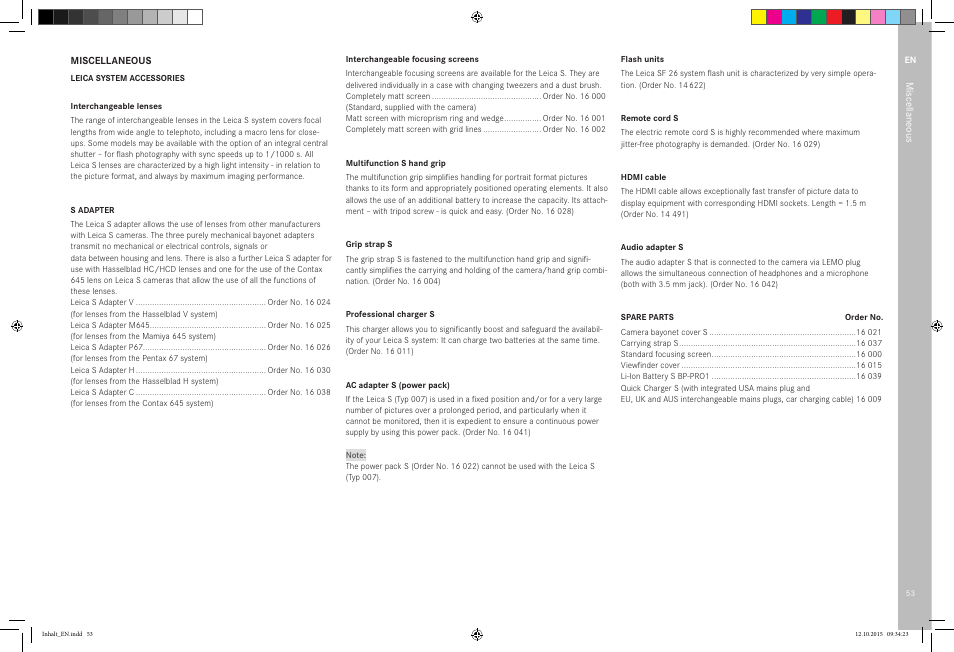 LEICA SBP PRO 1 Lithium-Ion Battery for S Typ 007 (7.3V, 2300mAh) User Manual | Page 57 / 72