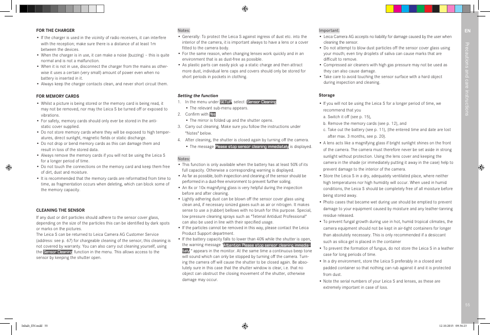 LEICA SBP PRO 1 Lithium-Ion Battery for S Typ 007 (7.3V, 2300mAh) User Manual | Page 59 / 72