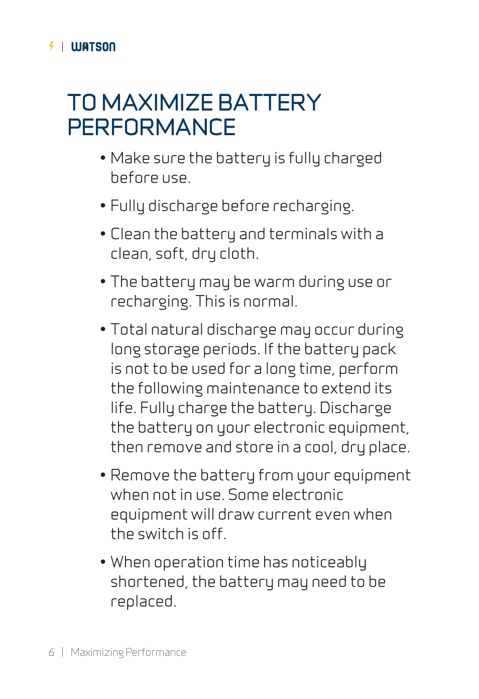 Watson EN-4 Ni-MH Battery Pack (7.2V, 2000mAh) User Manual | Page 6 / 8