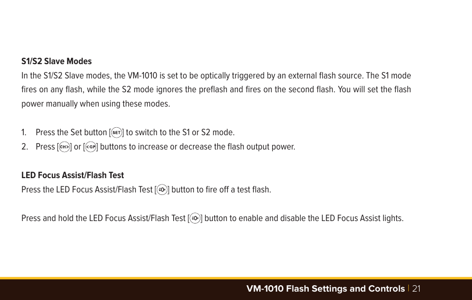 Bolt VM-1010C TTL Macro Flash User Manual | Page 21 / 36