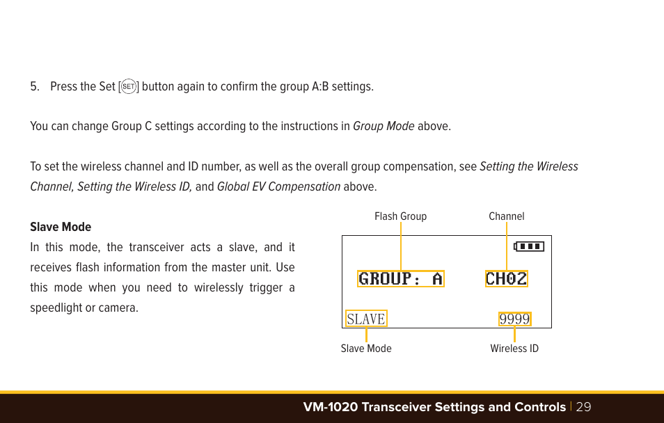 Group ： a ch02 | Bolt VM-1010C TTL Macro Flash User Manual | Page 29 / 36