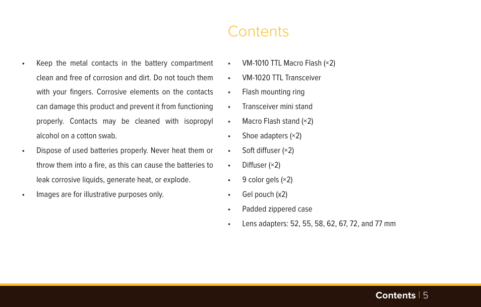 Bolt VM-1010C TTL Macro Flash User Manual | Page 5 / 36