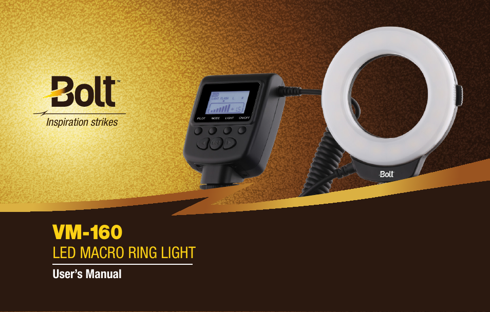 Bolt VM-160 LED Macro Ring Light User Manual | 24 pages