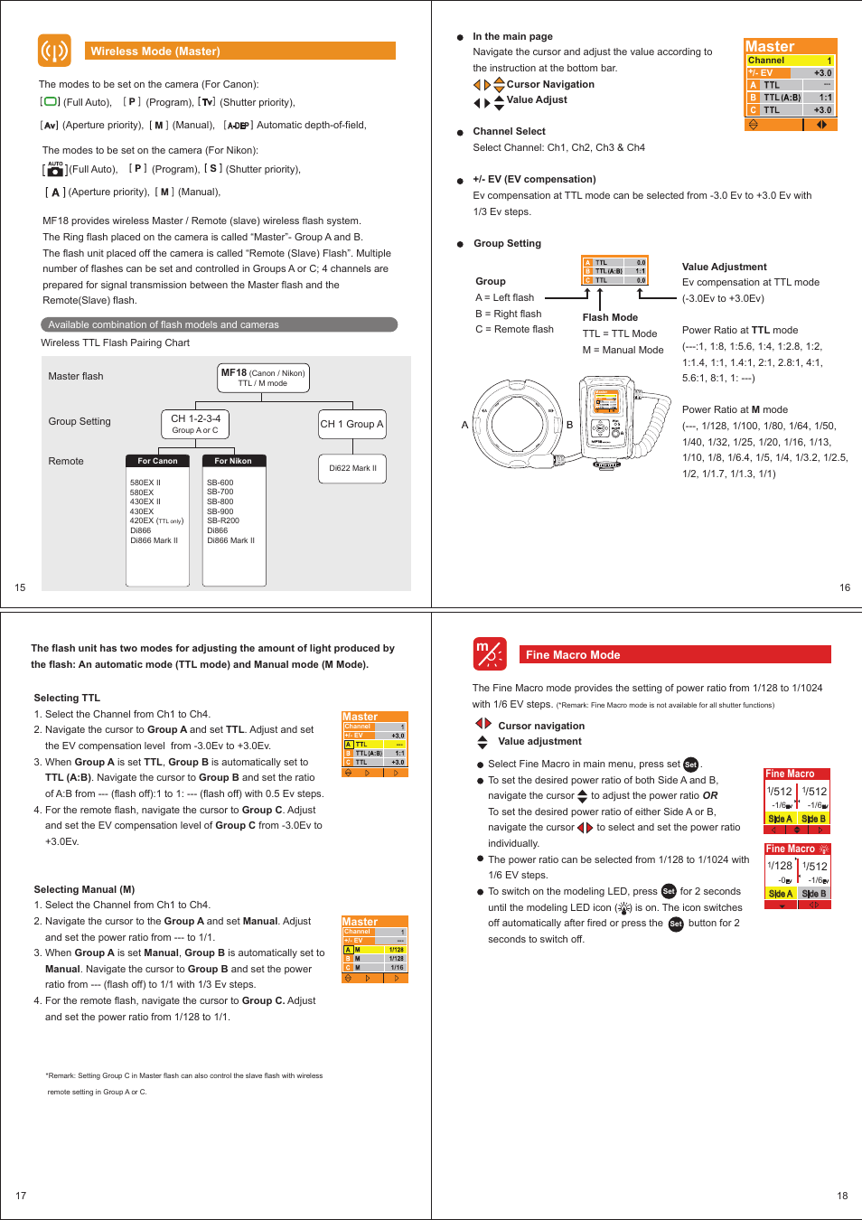 Master | Nissin MF18 Macro Ring Flash for Sony User Manual | Page 5 / 8