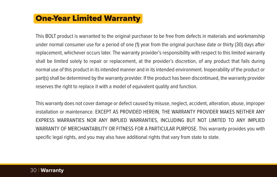 One-year limited warranty | Bolt VD-420 Wireless Manual Flash User Manual | Page 30 / 32