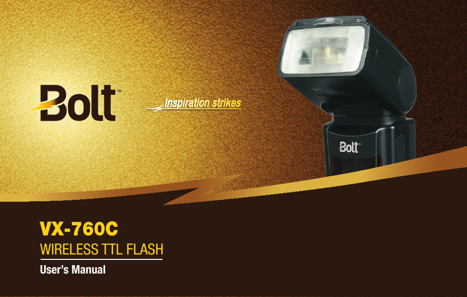 Bolt VX-760C Wireless TTL Flash for Cameras User Manual | 52 pages