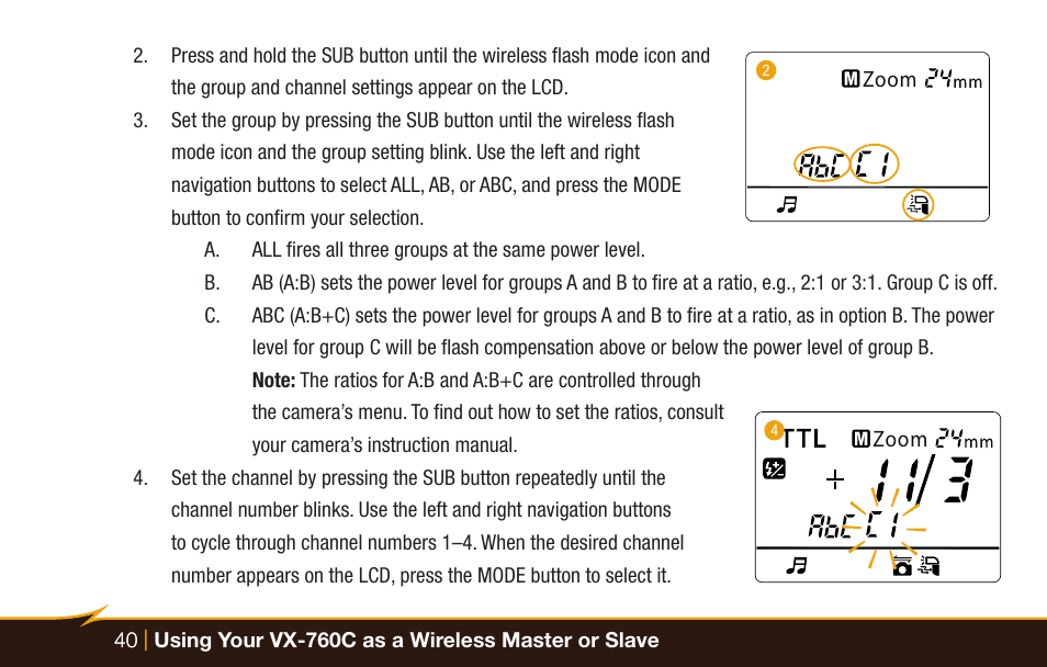 Bolt VX-760C Wireless TTL Flash for Cameras User Manual | Page 40 / 52