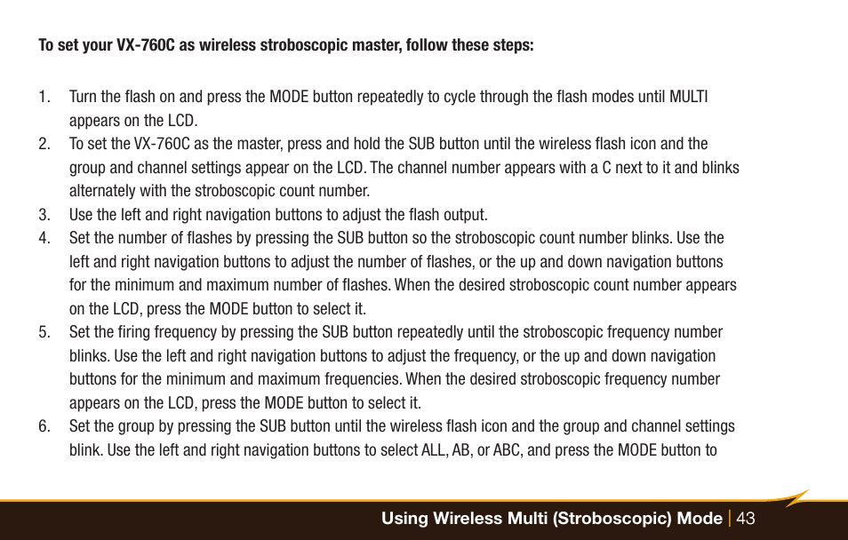 Bolt VX-760C Wireless TTL Flash for Cameras User Manual | Page 43 / 52