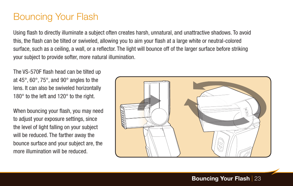 Bouncing your flash | Bolt VS-570F Wireless TTL Flash for Cameras User Manual | Page 23 / 36