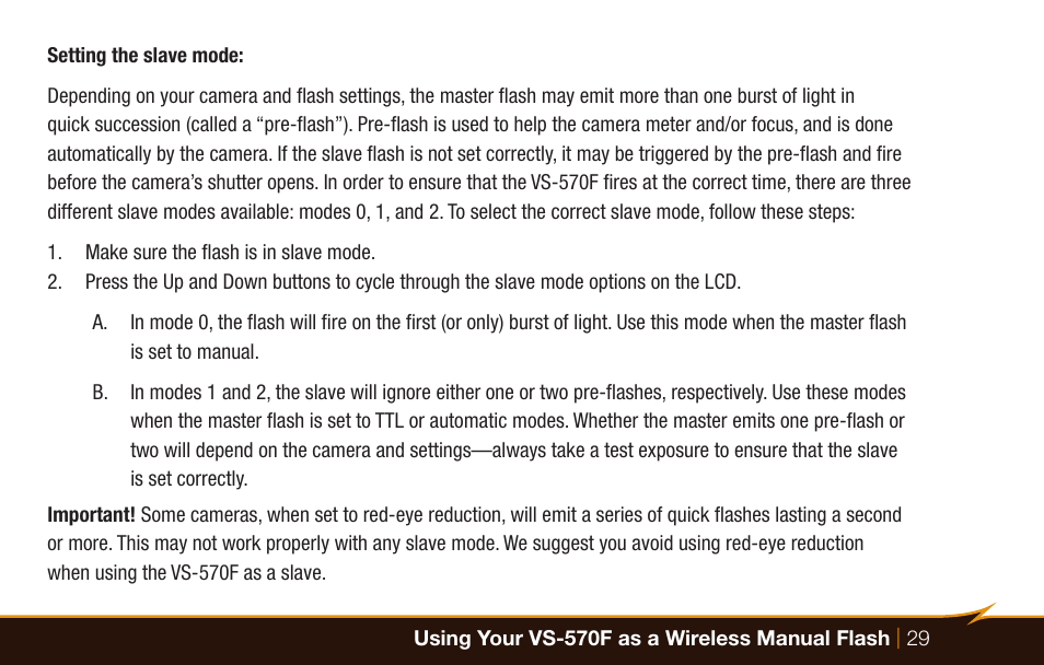 Bolt VS-570F Wireless TTL Flash for Cameras User Manual | Page 29 / 36