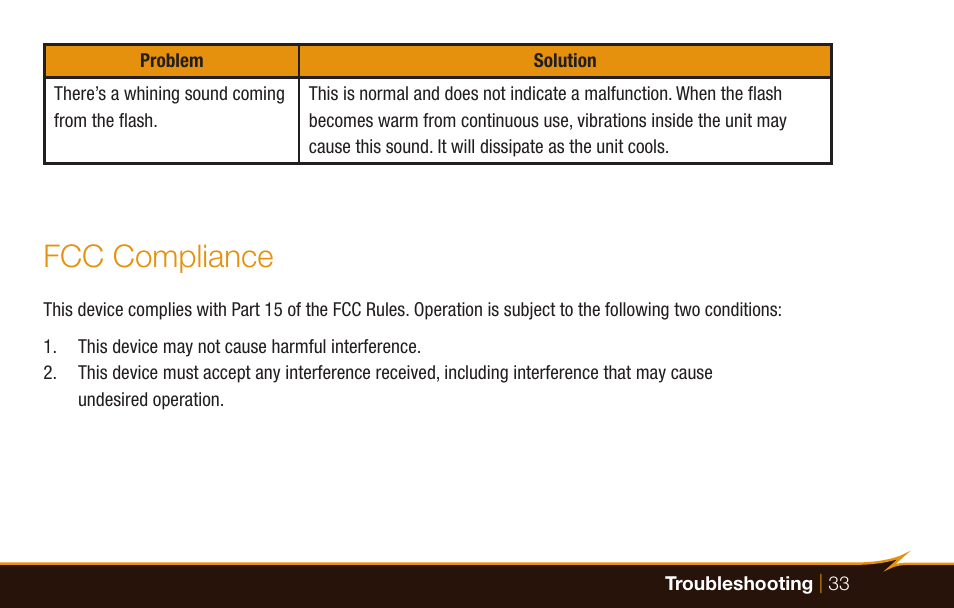 Fcc compliance | Bolt VS-570F Wireless TTL Flash for Cameras User Manual | Page 33 / 36