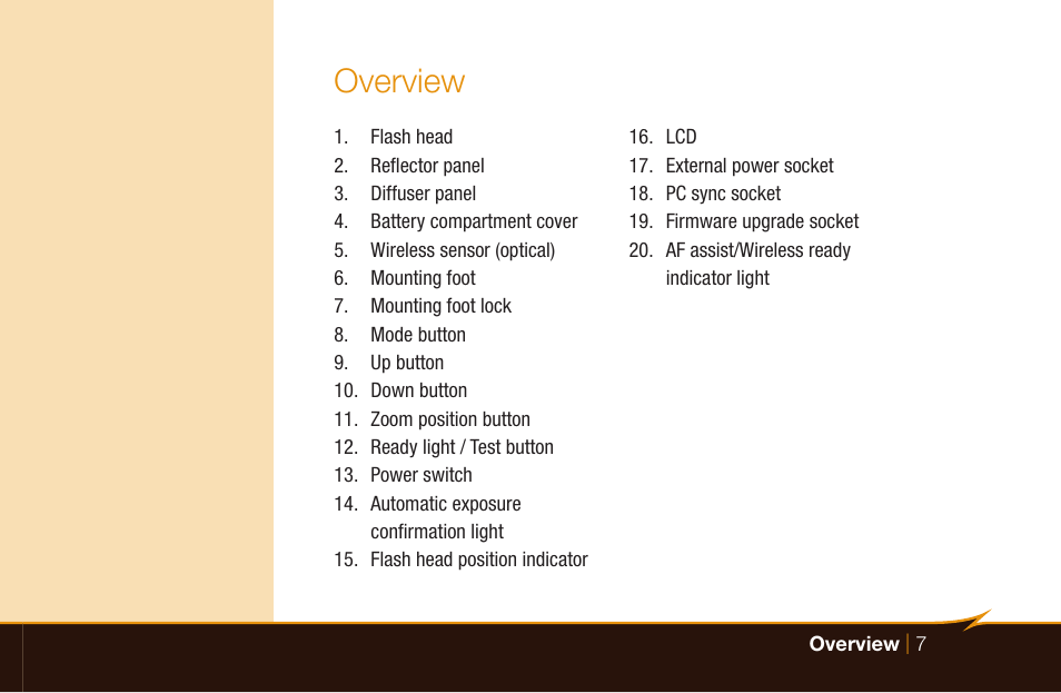 Overview | Bolt VS-570SMI Wireless TTL Flash for Cameras User Manual | Page 7 / 48