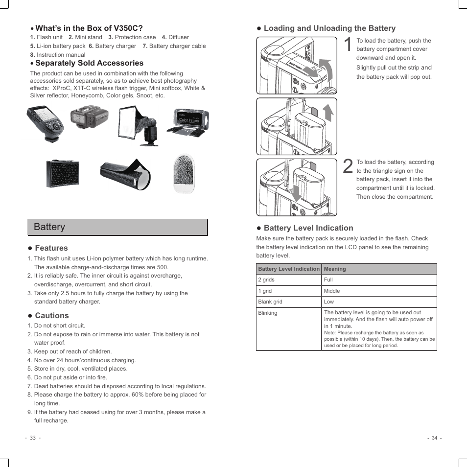 Battery | Godox V350C Flash for Select Cameras User Manual | Page 5 / 14