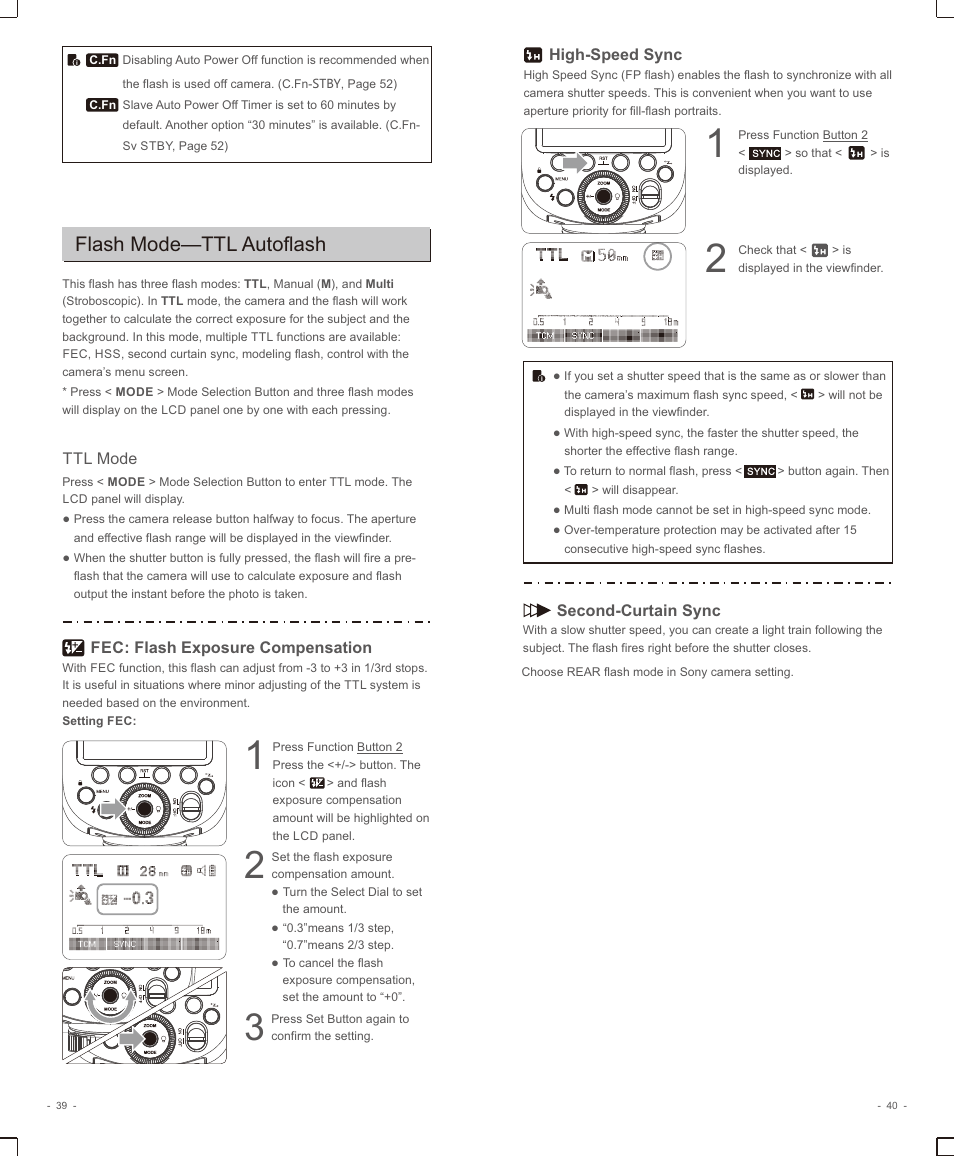 页 22, Flash mode—ttl autoflash | Godox V1 Flash for Sony User Manual | Page 7 / 16