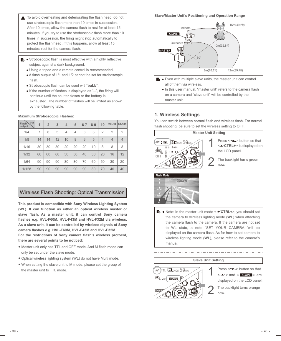 Wireless flash shooting: optical transmission, Wireless settings | Godox VING V860IIS TTL Li-Ion Flash Kit for Cameras User Manual | Page 8 / 15