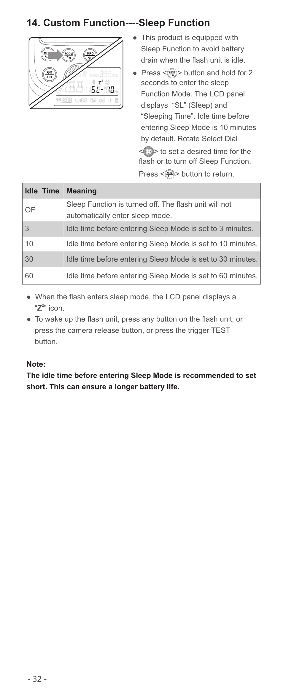 Custom function----sleep function | Godox VING V850II Li-Ion Flash Kit User Manual | Page 15 / 22