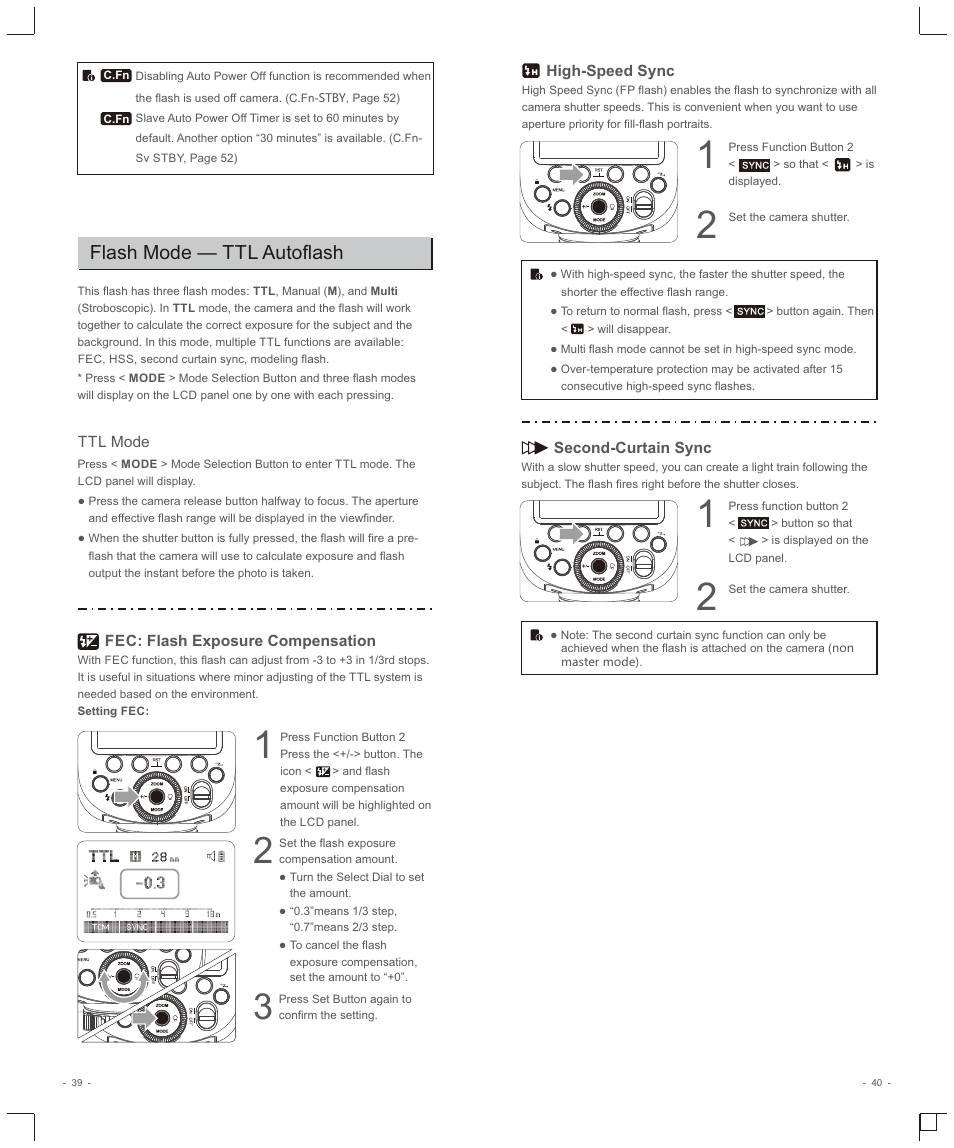 Flash mode — ttl autoflash | Godox V1 Flash for Pentax User Manual | Page 7 / 16