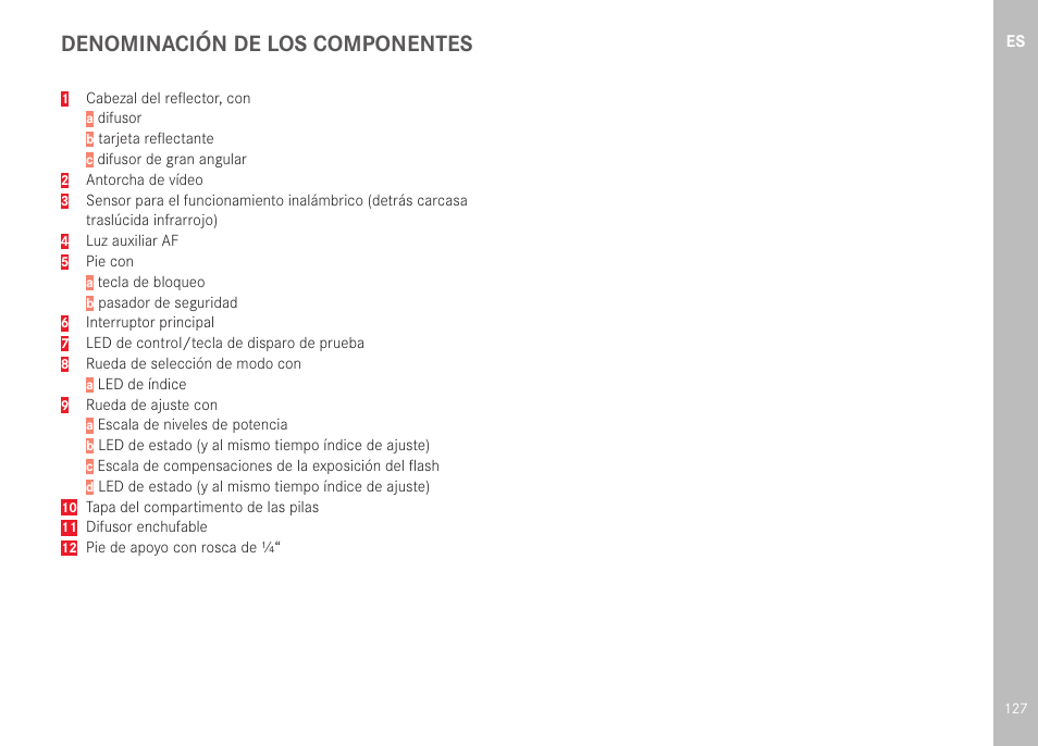 Denominación de los componentes | LEICA SF 40 Flash User Manual | Page 129 / 150