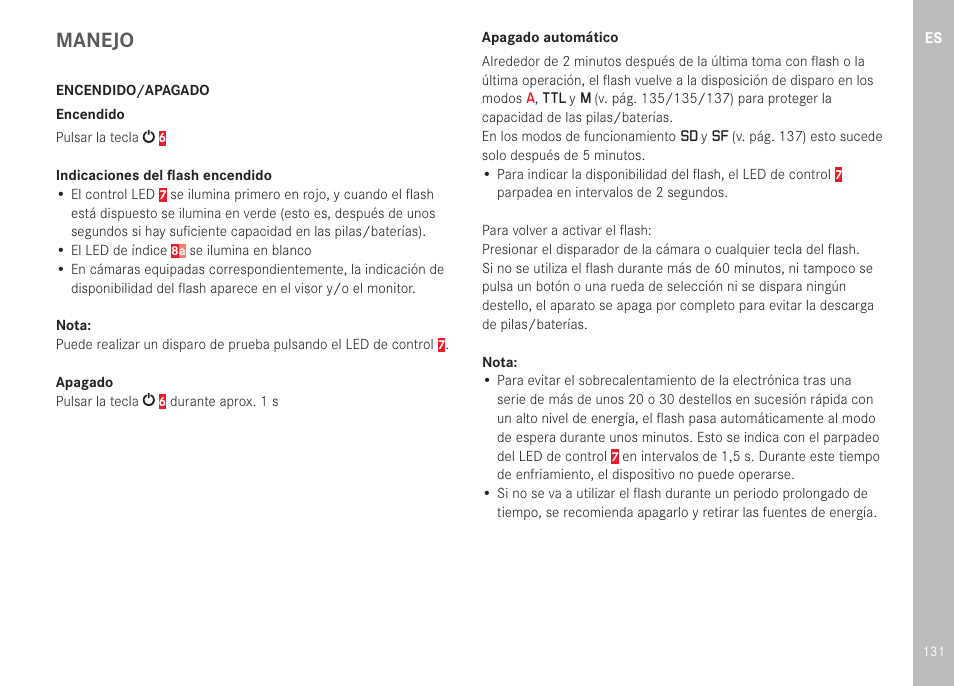 Manejo | LEICA SF 40 Flash User Manual | Page 133 / 150