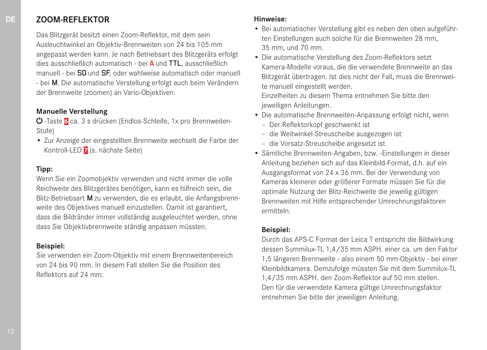 LEICA SF 40 Flash User Manual | Page 14 / 150