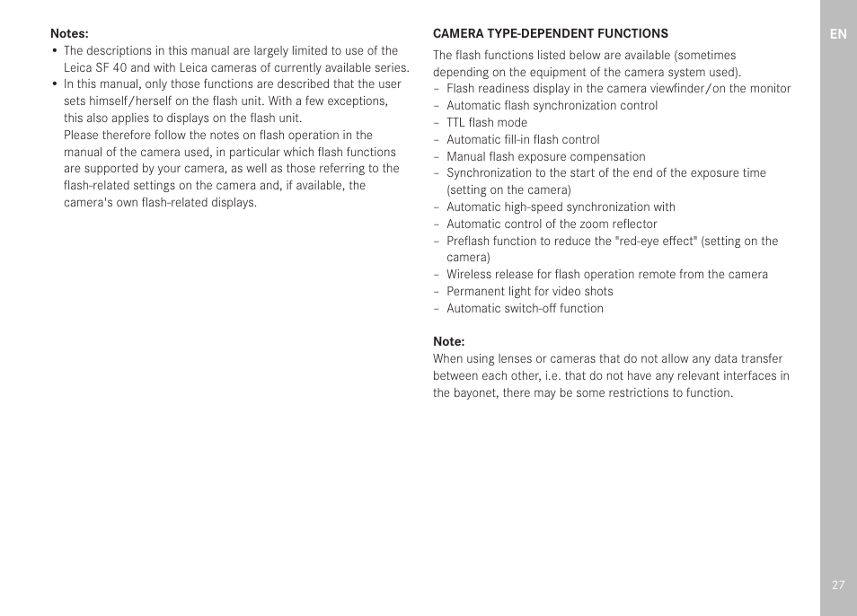 LEICA SF 40 Flash User Manual | Page 29 / 150