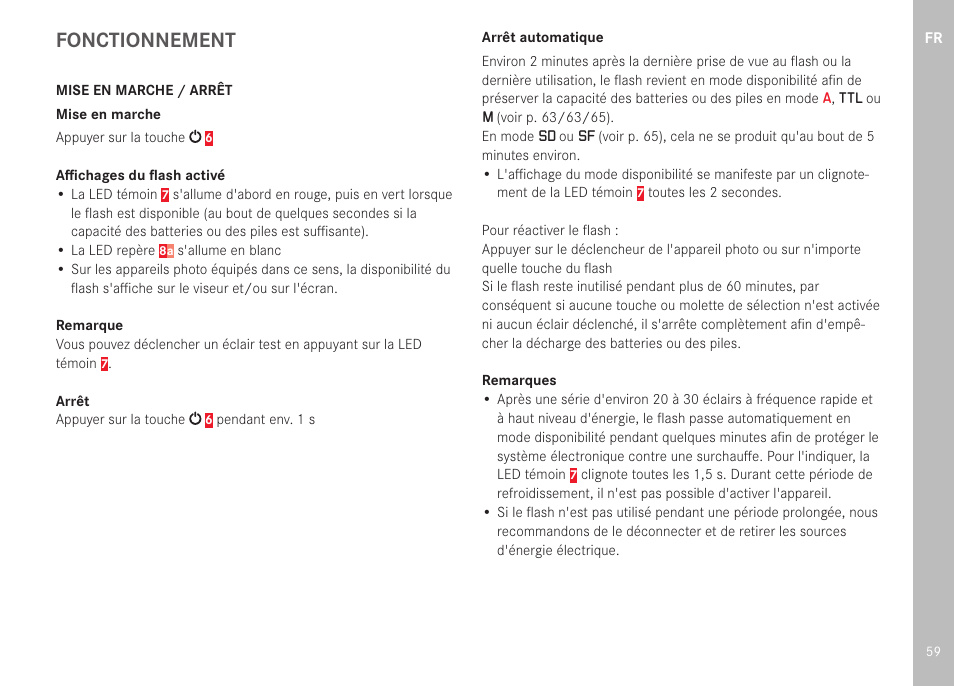 Fonctionnement | LEICA SF 40 Flash User Manual | Page 61 / 150