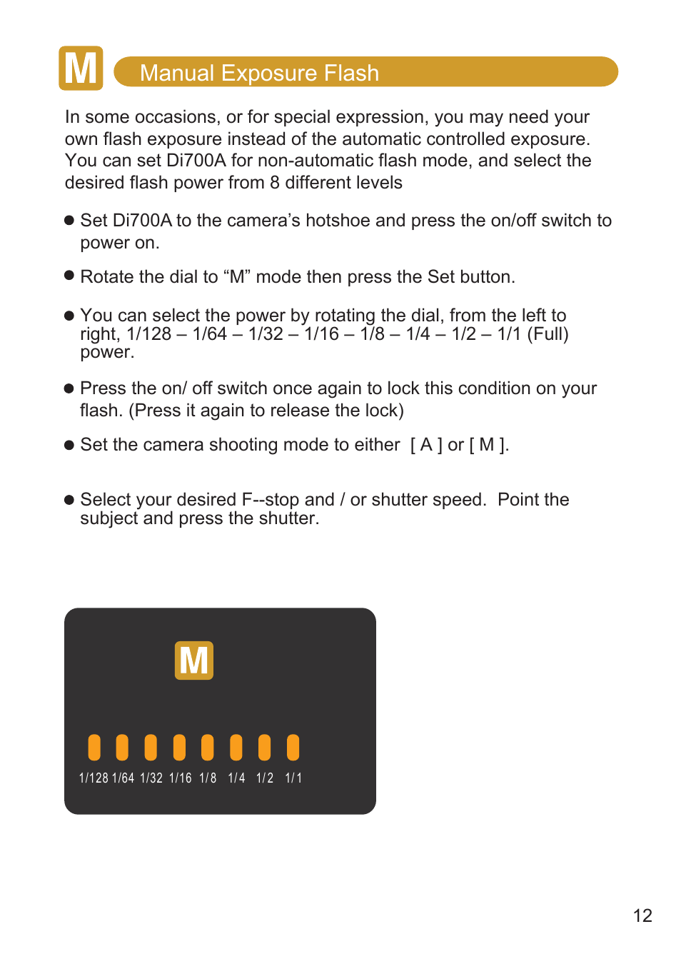 Manual exposure flash | Nissin Di700A Flash for Micro Four Thirds Cameras User Manual | Page 13 / 25