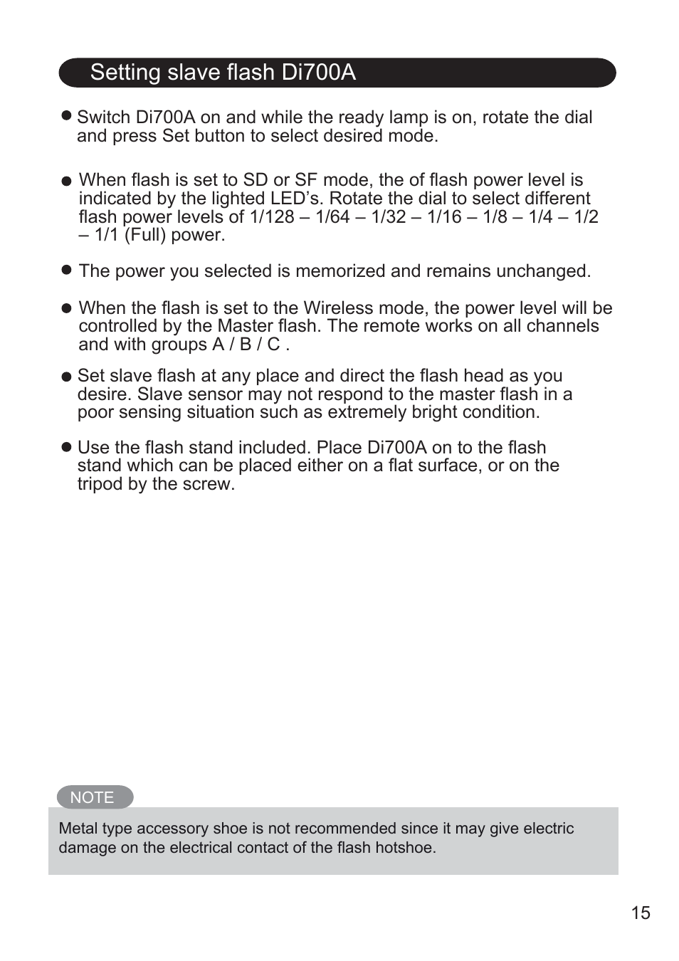 Setting slave flash di700a | Nissin Di700A Flash for Micro Four Thirds Cameras User Manual | Page 16 / 25