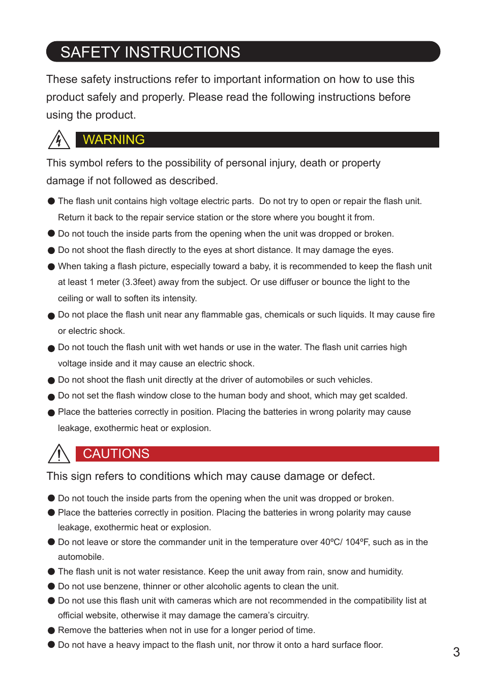 Safety instructions | Nissin MG10 Wireless Flash with Air 10s Commander (Nikon) User Manual | Page 4 / 26