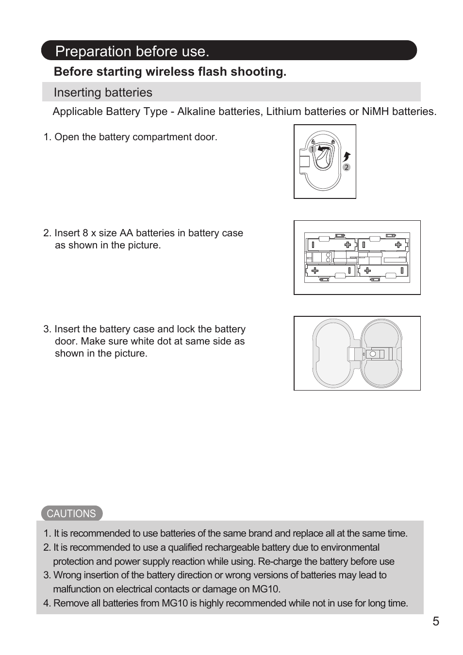 Preparation before use | Nissin MG10 Wireless Flash with Air 10s Commander (Nikon) User Manual | Page 6 / 26