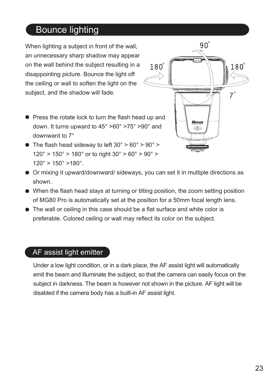 Bounce lighting | Nissin MG80 Pro Flash for Cameras User Manual | Page 24 / 31