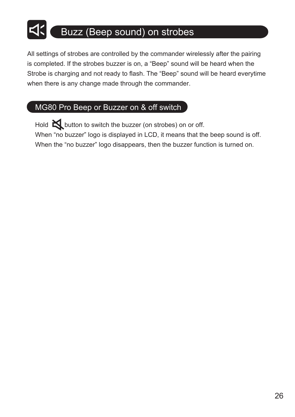 Buzz (beep sound) on strobes | Nissin MG80 Pro Flash for Cameras User Manual | Page 27 / 31