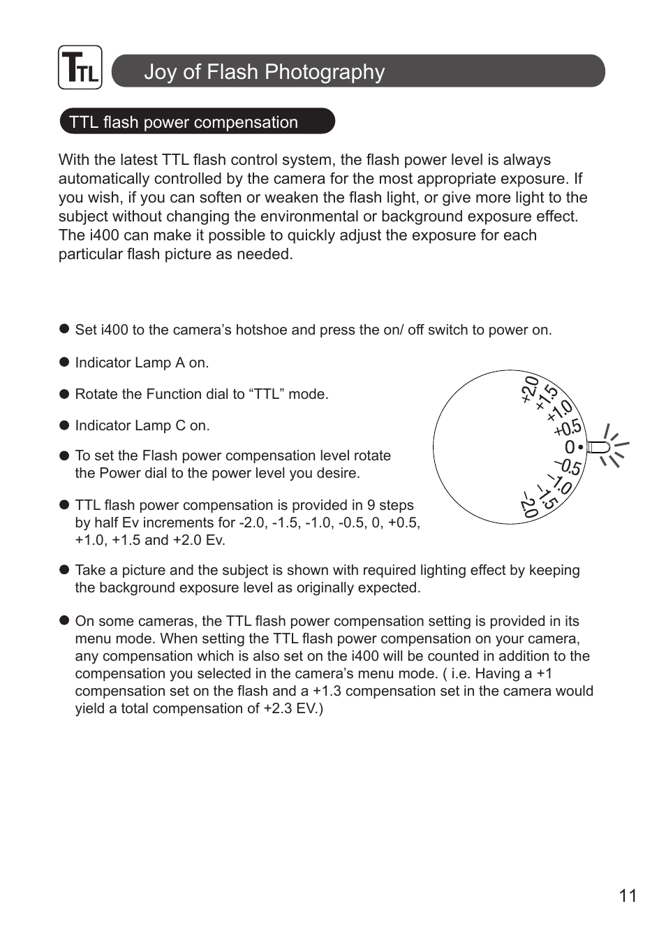 Joy of flash photography | Nissin i400 TTL Flash for Cameras User Manual | Page 11 / 20