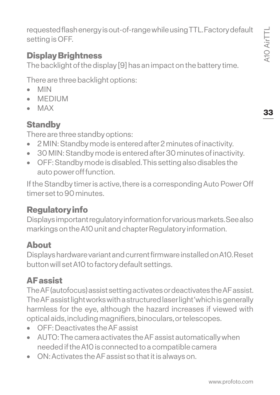 Profoto A10 AirTTL-C Studio Light for Canon User Manual | Page 33 / 52