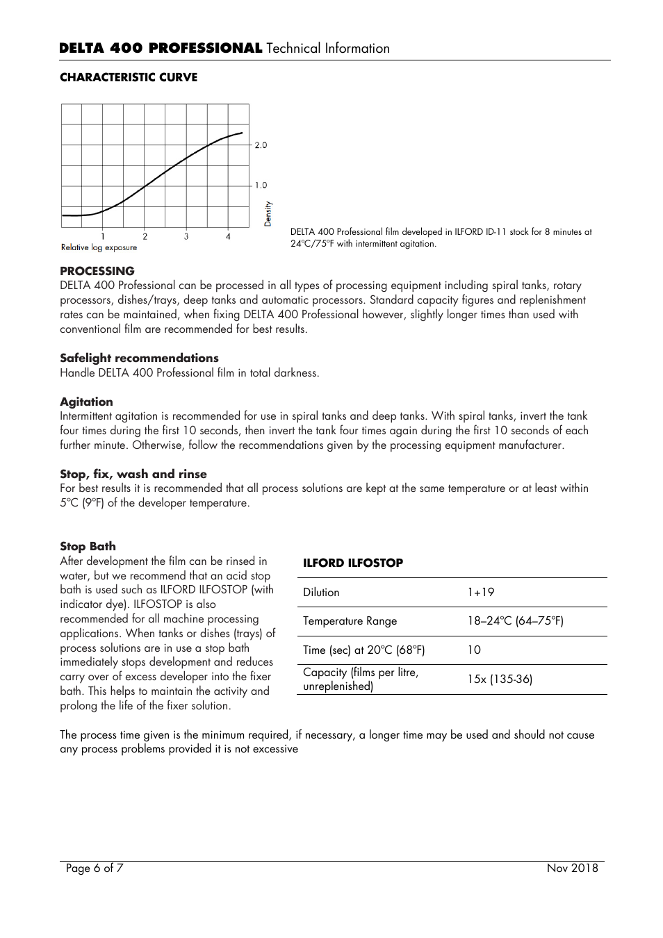 Ilford Delta 400 Black and White Negative Film (120 Roll Film) User Manual | Page 6 / 7