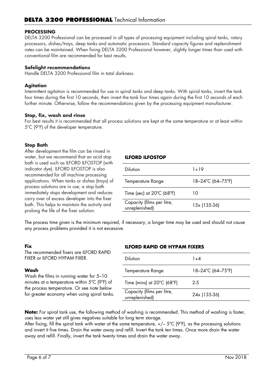 Ilford Delta 3200 Black and White Negative Film (120 Roll Film) User Manual | Page 6 / 7
