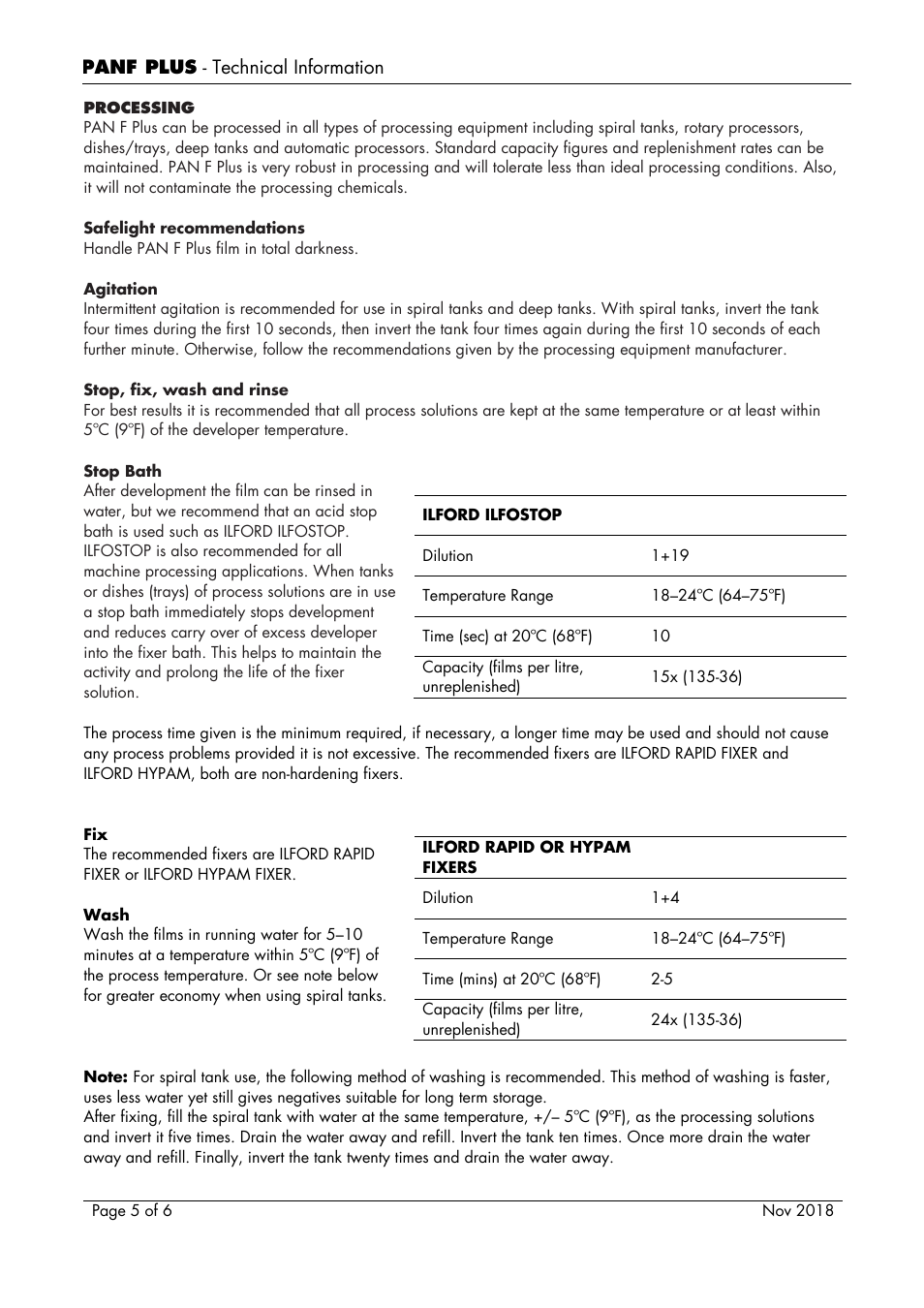 Ilford Pan F Plus Black and White Negative Film (120 Roll Film) User Manual | Page 5 / 6