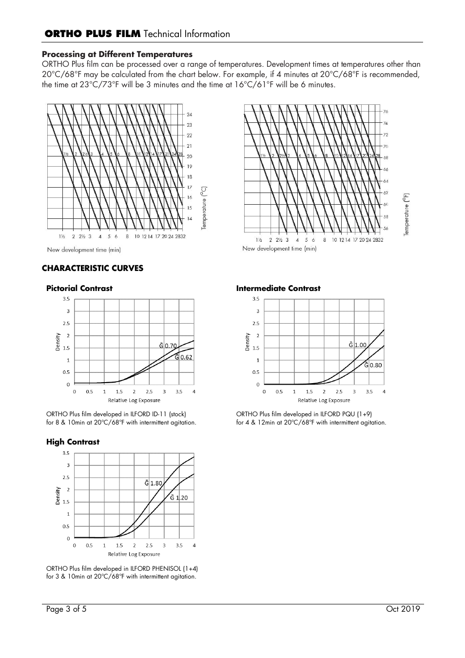 Ilford Ortho Plus Black and White Negative Film (120 Roll Film) User Manual | Page 3 / 5