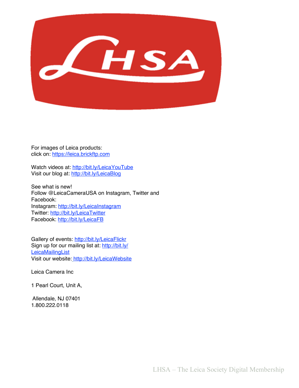 Lhsa – the leica society digital membership | LEICA M-A (Typ 127) Rangefinder Camera (Black) User Manual | Page 2 / 2