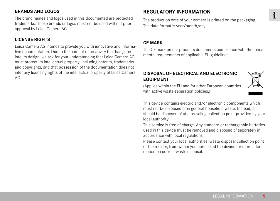 LEICA M6 Rangefinder Camera User Manual | Page 5 / 49