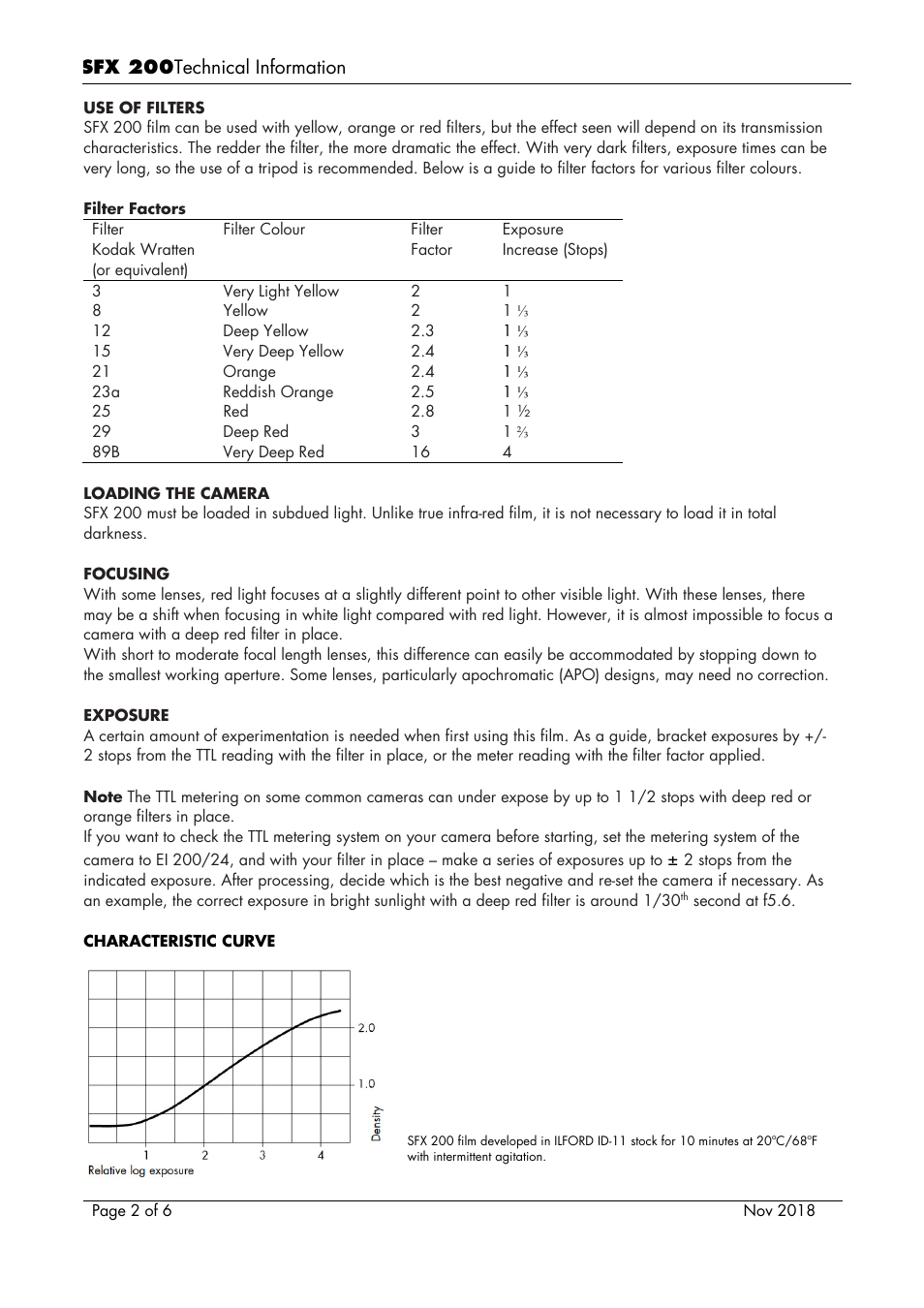 Ilford SFX 200 Black and White Negative Film (35mm Roll Film, 36 Exposures) User Manual | Page 2 / 6
