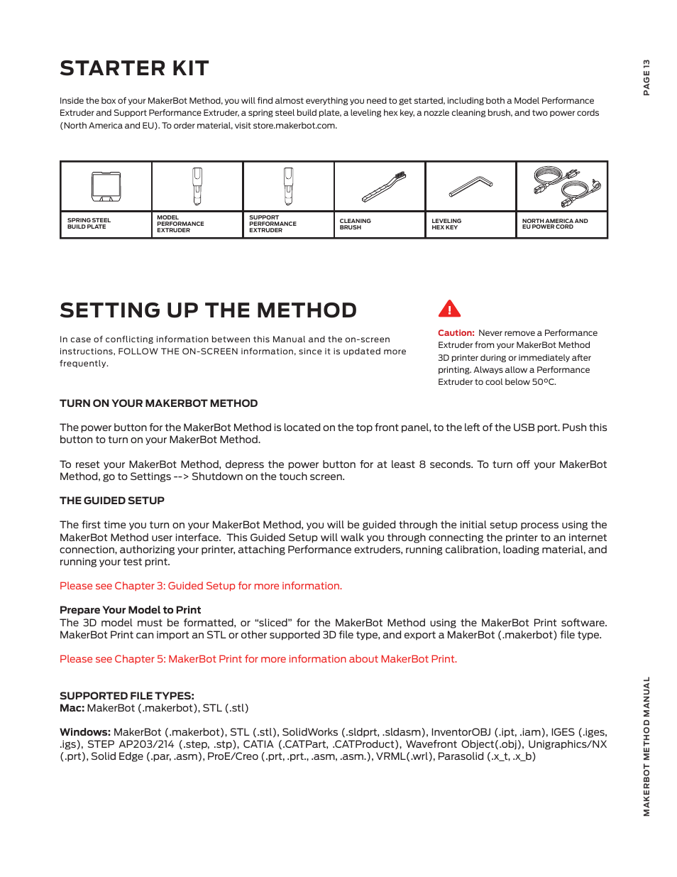 Starter kit setting up the method | MakerBot METHOD X 3D Printer User Manual | Page 13 / 28