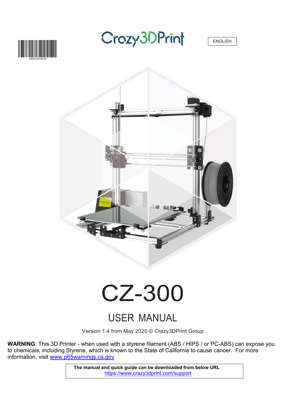 XYZprinting Crazy3DPrint CZ-300 DIY 3D Printer User Manual | 34 pages