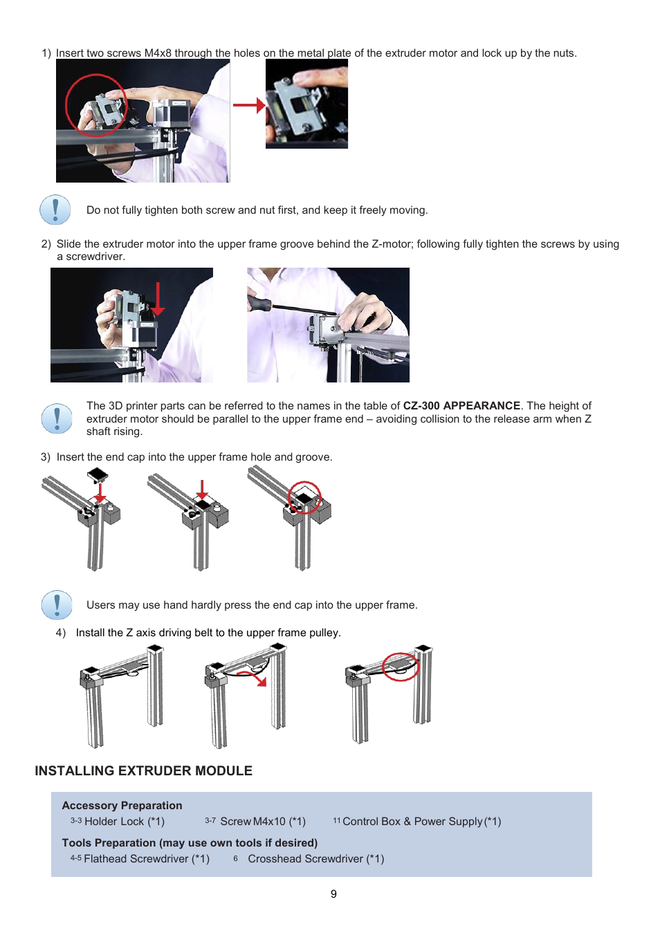 Installing extruder module | XYZprinting Crazy3DPrint CZ-300 DIY 3D Printer User Manual | Page 11 / 34