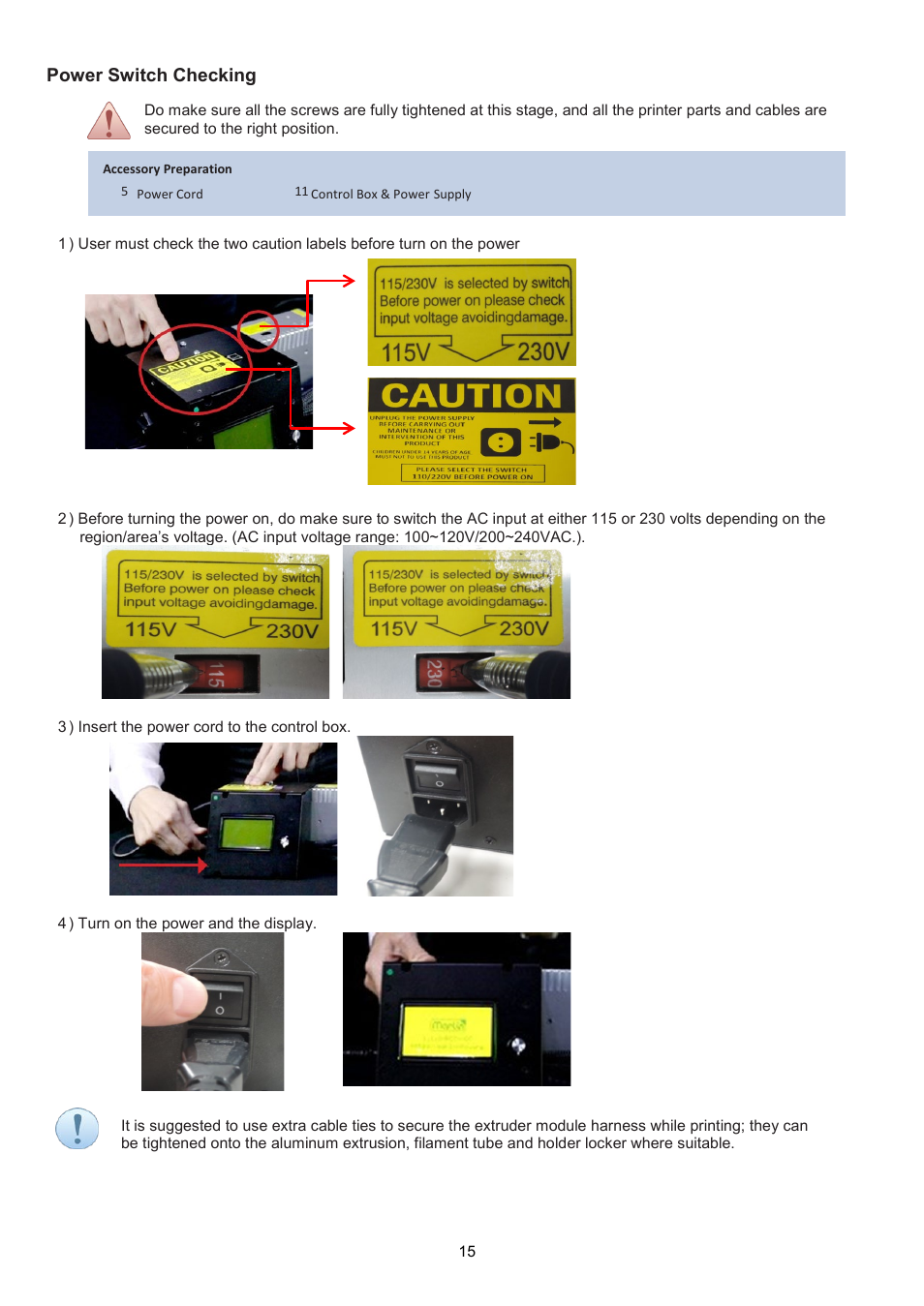 Power switch checking | XYZprinting Crazy3DPrint CZ-300 DIY 3D Printer User Manual | Page 17 / 34